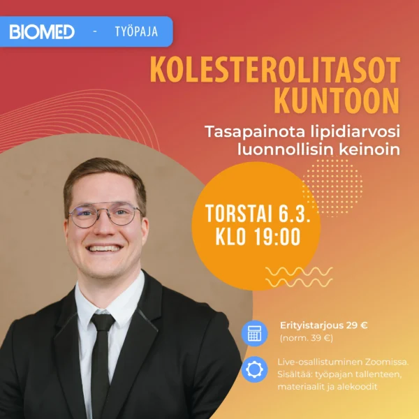 Olli Sovijärvi - Kolesterolitasot kuntoon -työpaja - Tasapainota lipidiarvosi luonnollisin keinoin!