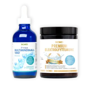Säästöpaketti - Premium Elektrolyyttijauhe Natural + Trace Multimineraalitipat