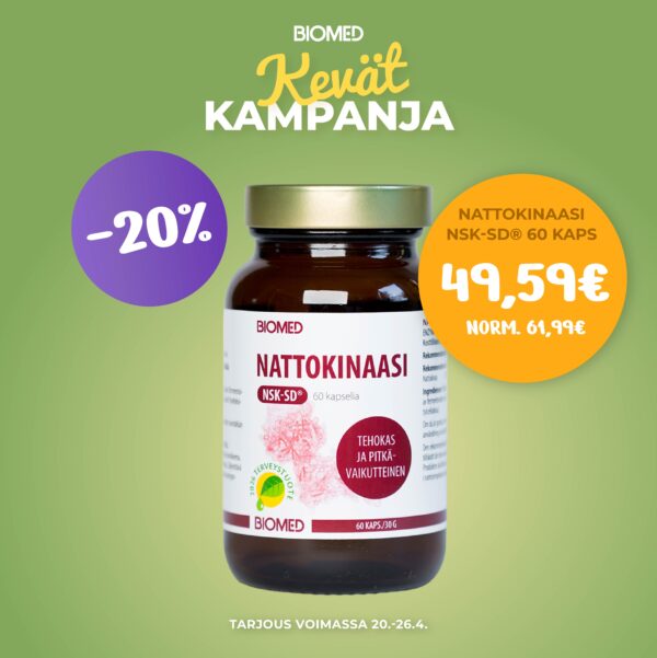 Tehokas, pitkävaikutteinen ja turvallinen Nattokinaasi NSK-SD