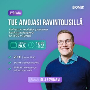 Olli Sovijärvi - Tue aivojasi ravintolisillä -työpaja | Kohenna muistia, paranna keskittymiskykyä ja lisää vireyttä!