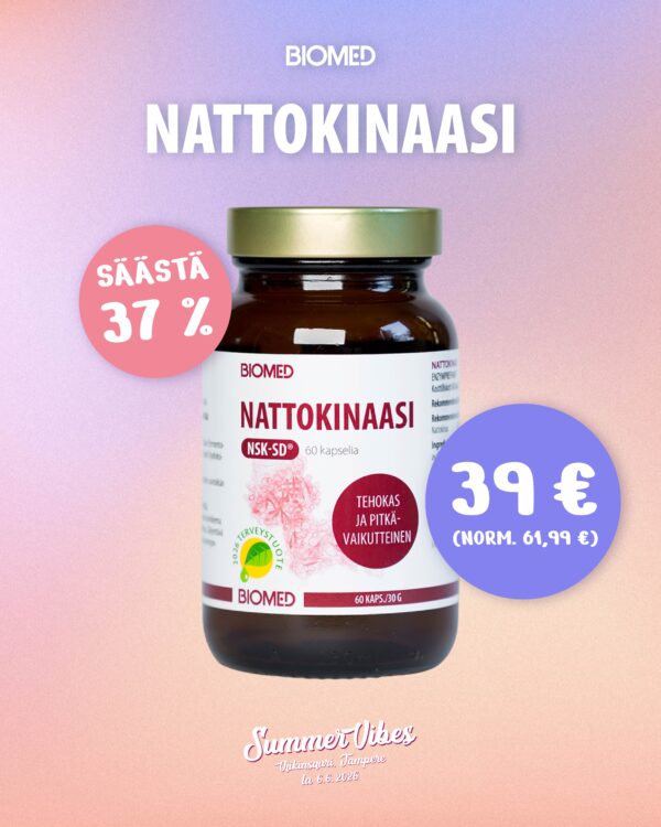 Tehokas, pitkävaikutteinen ja turvallinen Nattokinaasi NSK-SD