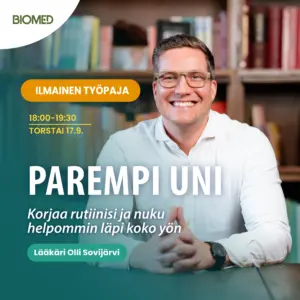 Olli Sovijärvi - Parempi uni -työpaja - Korjaa rutiinisi ja nuku helpommin läpi koko yön!